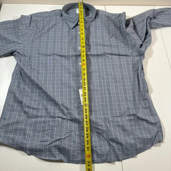 NEW Brooks Brothers Button Down Shirt 2XL Blue Plaid Performance Stretch Nylon